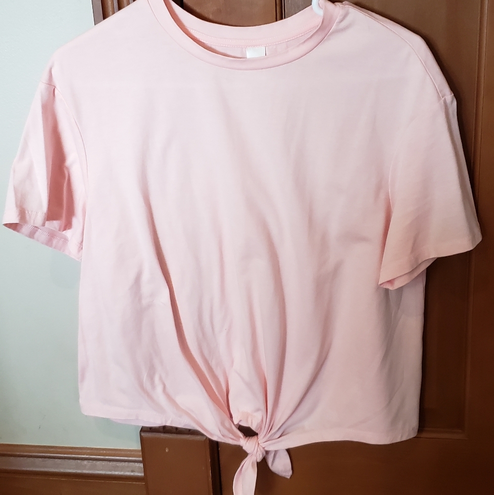 Blush pink tie tee